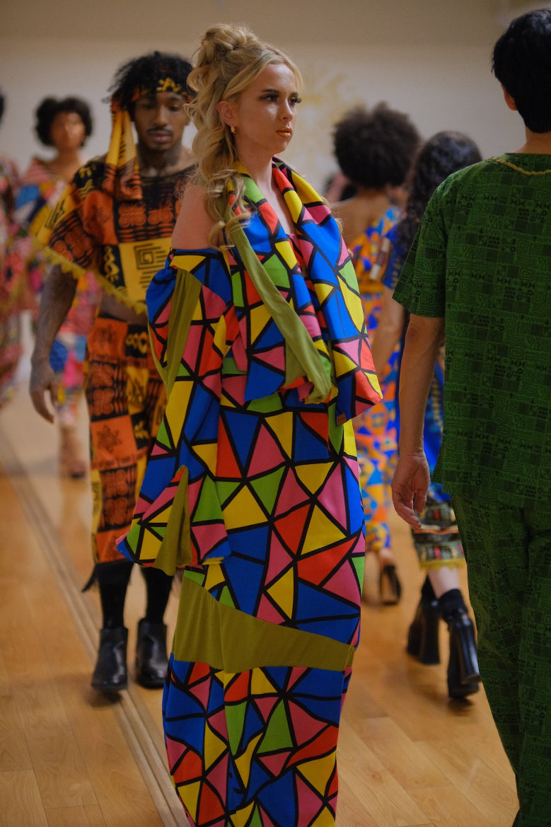 African Set Long Skirt+ Blouse + Scarf