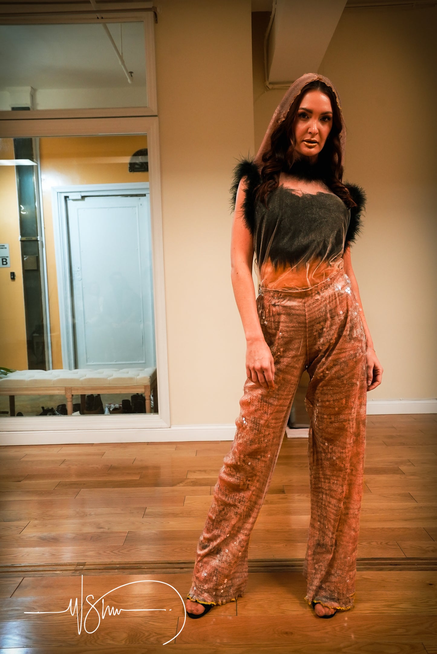 Fashionable Jumpsuit + Fluffy Black Top