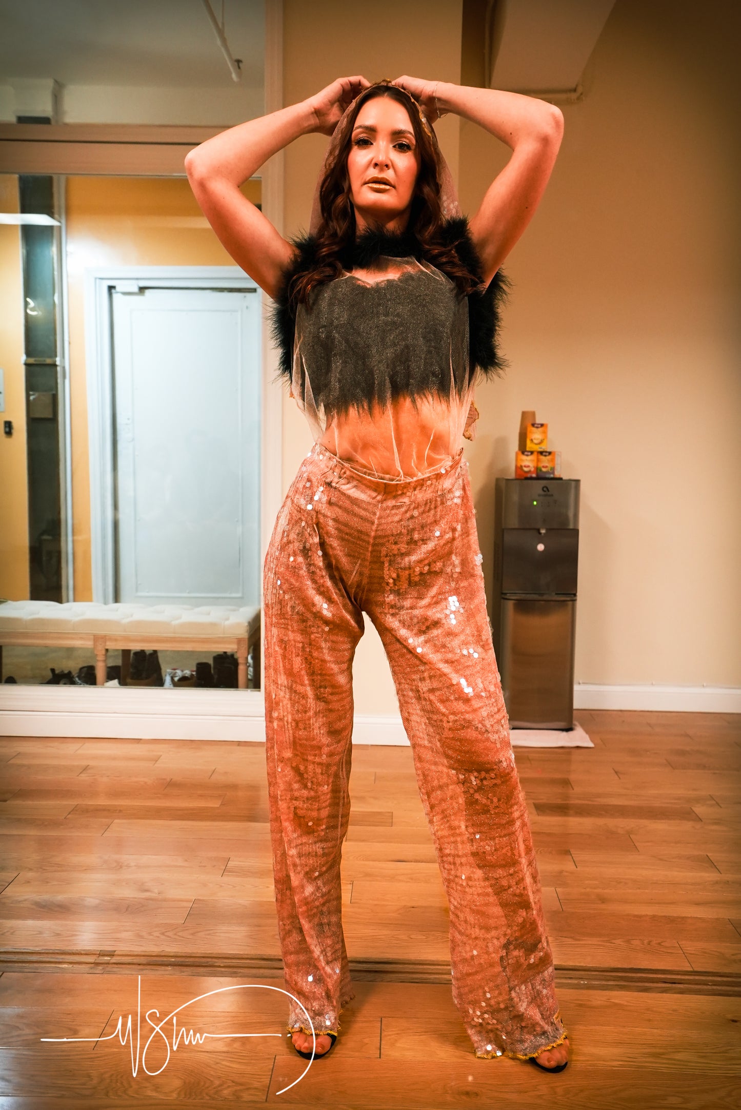 Fashionable Jumpsuit + Fluffy Black Top