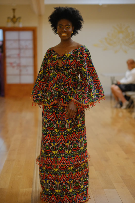 African Bambolê Skirt + Blouse Shoulderless
