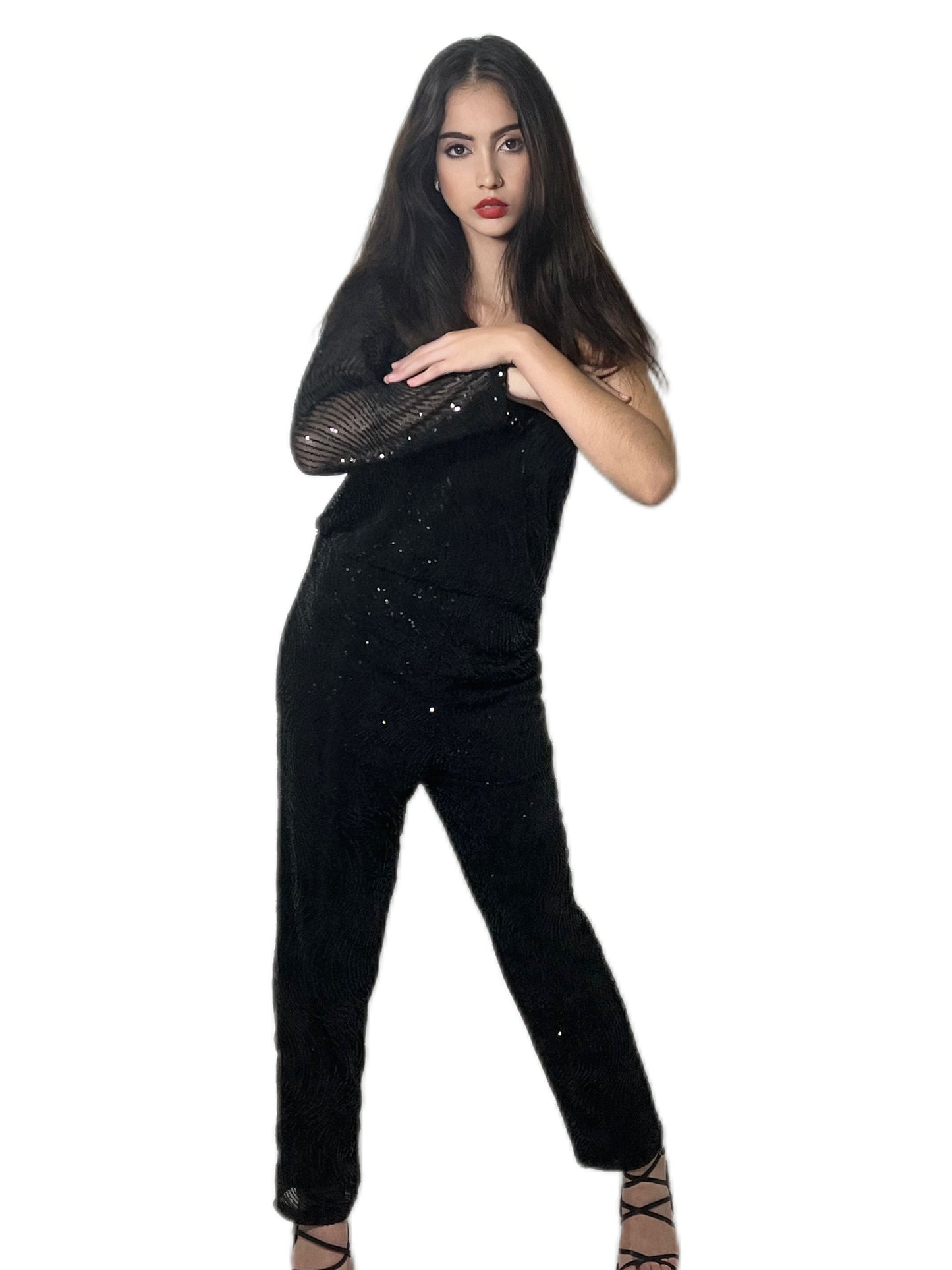 Shoulder less Sequin Jumpsuit
